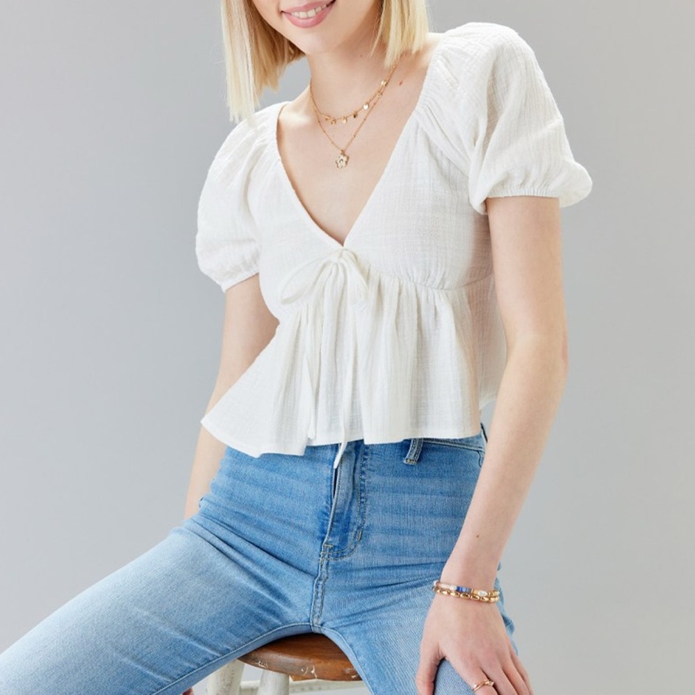 Miami White Puff Sleeve Blouse
